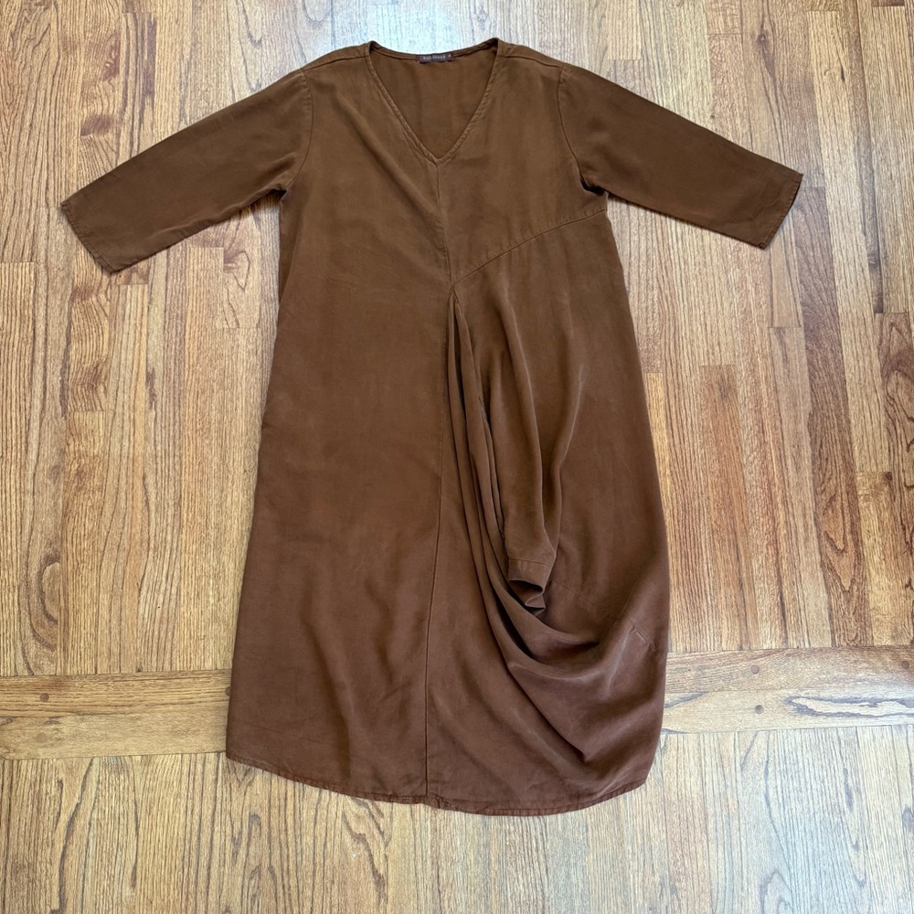Cut Loose brown Tencel loop V neck dress size S
